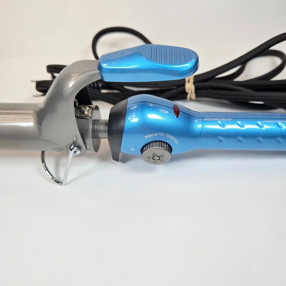 BaBylissPRO Nano Titanium 1.5 Inch Spring Curling Iron Blue BNT125S 450F Turbo